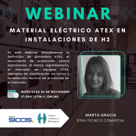 WEBINAR: ‘MATERIAL ELÉCTRICO ATEX EN INSTALACIONES DE H2’
